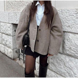 Wenkouban fall outfits women Christmas Thanksgiving Lazy Loose Coat Casual Comfortable Commuter Short Overcoat Coat