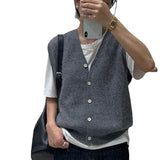 2000s fashion Spring and Autumn New Knitwear Women's Knitted Vest Korean Style V-neck Sleeveless Loose Casual Stacked Sweater Vest Women