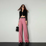 cute outfits fall Autumn and Winter Bright Pink Draping Mop Jeans for Women Christmas outfits