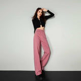 cute outfits fall Autumn and Winter Bright Pink Draping Mop Jeans for Women Christmas outfits