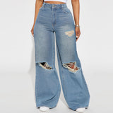 Fall street style idea Women's OOTD Womens Ripped '90s Boyfriend Jeans-Dark Blue