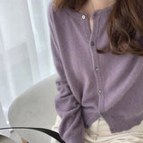 guys in skirts 2024 Wool Cardigan Women's Sweater Coat Cashmere Sweater Loose Solid Color 