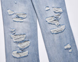 1980s fashion trends Street Washed Old Back Ripped Straight Loose Wide Leg Jeans