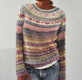 fall trends 2024 outfits Vintage Tribal Iceland Pattern Warm Comfy Sweater Men's and Women's round Neck Sweater