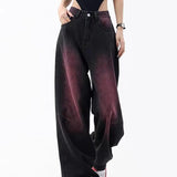 Winter outfits  Cyber Monday 2024 Christmas outfits Purple Blooming Black Wide-Leg Jeans Women's Spring/Autumn/Winter plus Size Fried Street Pants