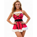 christmas pajamas aesthetic Plus Size Sexy Lingerie Christmas Clothing Sling Deep V Open Chest Sexy Nightdress 