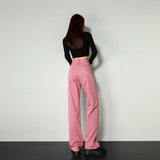 cute outfits fall Autumn and Winter Bright Pink Draping Mop Jeans for Women Christmas outfits