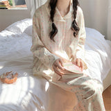 christmas pajamas photoshoot  Cyber Monday 2024 2024 Autumn and Winter Thickened Pajamas Women's Korean-Style Gentle Floral Simple Suit Casual Nightdress Home Wear