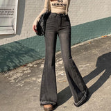 christmas outfit men 2024 winter outfits  Black Friday Autumn Versatile Casual Skinny Jeans Women's Frayed Design High Waist Slimming Flared Pants Fashion