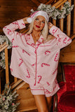 christmas pajamas aesthetic Winter outfits  Cyber Monday 2024 New Year Christmas Satin Printed Two-Piece Suit Home Wear Pajamas