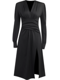 Wenkouban-2025 dress to impress party dress nye outfits New women's black v-neck long dress  YM914