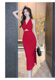 Wenkouban-2025 dress to impress party dress nye outfits Women's twist halter neck dress YM1514