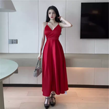 Wenkouban-2025 dress to impress party dress nye outfits Red Backless Summer Dress   YM1495