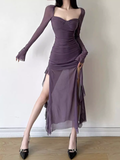 Wenkouban-2025 dress to impress party dress nye outfits Purple irregular long dress YM1337