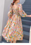 Wenkouban-2025 dress to impress party dress nye outfits Retro Chic Floral Puff Sleeve Dress for Women Summer  YM1133