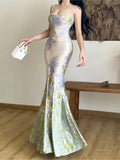 Wenkouban-Christmas Outfit New Year's Eve Dress party look inspos Fashion New Women Summer Bodycon Slim Long Dress Sleeveless Casual Floral Vintage Fishtail Vestidos Female Party Clothes Robe