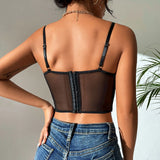 Wenkouban- Floral Emrbroidery Cami Top Women Spaghetti Strap Boho Crop Top Backless Camisole Bluas