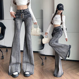 Wenkouban-Women's Euro-America Style Flared Jeans Female Vintage Slim Y2K Pants 2024 Spring Streetwear High Waist Boot Cut Denim Trousers