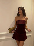 Wenkouban-new years eve outfits Christmas party outfits Elegant Burgundy Sleeveless Slash-neck Mini Dress Sexy Bodycon Backless A-line Dresses 2024 Evening Club Party Women Vestidos