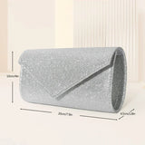 Wenkouban-Women Envelope Evening Bag Glitter Ladies Chain Shoulder Bags Shiny Silver Long Purse Female Wedding Party Clutches Mini Handbag