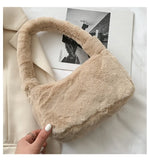 Wenkouban-Plush Shoulder Bags for Femme Luxury Designer Soft Winter Ladies Clutch Purse Handbag Cute Fashion Female Party Underarm Bag