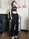 Wenkouban trousers summer popular light-colored women's new temperament trend wide-leg pants Japanese fashion zipper jeans