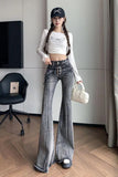 Wenkouban-Women's Euro-America Style Flared Jeans Female Vintage Slim Y2K Pants 2024 Spring Streetwear High Waist Boot Cut Denim Trousers