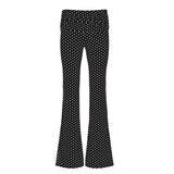 Wenkouban Women Dot Print Slim Flare Pants Y2K Fold Over Waist Fashion Ladies Boot Cut Trousers Autumn Streetwear Casual Retro