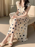 Wenkouban-Christmas Outfit New Year's Eve Dress party look inspos Fashion New Women Vintage Polka Dot Midi Dress Sleeveless Casual A-Line Party Prom Chic Vestidos Female Elegant Long Robe Mujers