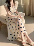 Wenkouban-Christmas Outfit New Year's Eve Dress party look inspos Fashion New Women Vintage Polka Dot Midi Dress Sleeveless Casual A-Line Party Prom Chic Vestidos Female Elegant Long Robe Mujers