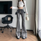 Wenkouban-Women's Euro-America Style Flared Jeans Female Vintage Slim Y2K Pants 2024 Spring Streetwear High Waist Boot Cut Denim Trousers