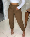 Wenkouban-back to school fit nyc outfit Button Pockets Solid Color Pencil Pants Women's High Waist Khaki Casual Trousers 2025 Summer New Fashion Streetwear Long Pants