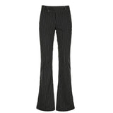 Wenkouban High Street Women Straight Suit Pants Vintage Slim Low Waist Black Casual Trousers Office Lady Fashion Pants 2024 New