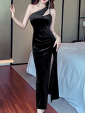 Wenkouban-Christmas Outfit New Year's Eve Dress party look inspos Women Elegant Bodycon Midi Party Dress Sleeveless Slim Vintage Prom Black Vestidos Female Fashion Sexy Club Robe Clothes