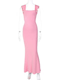 Wenkouban-Christmas Party Dresses Dulzura Lace Up Backless Pink Long Dress For Women Bodycon Sexy Slim Strap Maxi Dress Party Elegant Birthday Evening Outfits