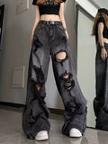 Wenkouban Niche Design Jeans, High Street Heavy Industry Wide Leg Pants, High-end Floor Length Pants, Trendy Brand Women's Jeans