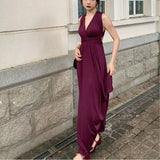 Wenkouban-Christmas Party Dresses Purple Sexy Party Sleeveless Dress Women Chiffon France Vintage Long Dress Female Beach Elegant Chic Backless Dress Summer 2024