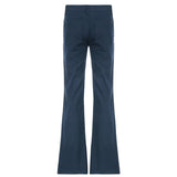 Wenkouban Slim Low Rise Flare Jeans Dark Blue Vintage Y2K Street Boot Cut Trousers Autumn Ladies Denim Pants 90s Outfits