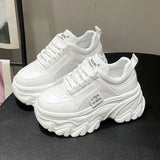 Wenkouban-New Women Run Sneakers White Platform Women Sport Shoes White Black Casual Fashion Canvas Shoes Lace Up Vulcanized Shoes Female