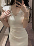 Wenkouban-Christmas Outfit New Year's Eve Dress party look inspos New Sleeveless Elegant Women Solid Summer Satin Midi Dress Chic Bodycon Casual Slim Birthday Party Clothes Female Long Vestidos