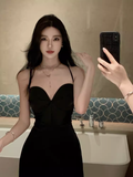 Wenkouban-2025 dress to impress party dress nye outfits Sexy Black Sleeveless Dress  YM1490