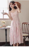 Wenkouban-2025 dress to impress party dress nye outfits Pink ruffled chiffon suspender dress for women summer  YM1188