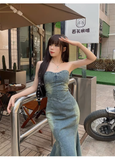 Wenkouban-2025 dress to impress party dress nye outfits women's retro denim dress  YM1351