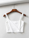 Wenkouban-Hot Sale 2025 Summer Women Sexy Sleeveless Tops Fashion Short Square Collar Tank Tops 4 Colors