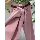 Wenkouban-y2k outfits Valentine's Day gift Pink Wide Leg Jeans Women's Autumn Winter High Waist Straight Loose Soft Denim Pants Female Slim Jeans Oversized Trousers