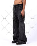 Wenkouban-Retro Street Hip Hop Washed Jeans Men Y2K Streetwear Distressed Loose Oversized Casual High Waisted Wide Leg Jeans