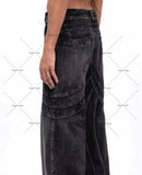 Wenkouban-Retro Street Hip Hop Washed Jeans Men Y2K Streetwear Distressed Loose Oversized Casual High Waisted Wide Leg Jeans