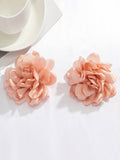 Wenkouban-Christmas Thanksgiving Solid Color Three-Dimensional Flower Drop Earrings