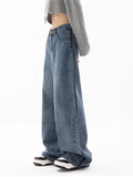 Wenkouban-2000er Blaue Baggy Boyfriend Jeans- Streetwear y2k outfits Fall Outfits Christmas Thanksgiving Gift New Year's Eve