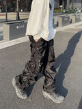 Wenkouban-New Functional Pleated Pocket Cargo Pants Men Y2K High Street Retro Street Hip Hop Loose 2023 Fashion Trend Straight Leg Pants